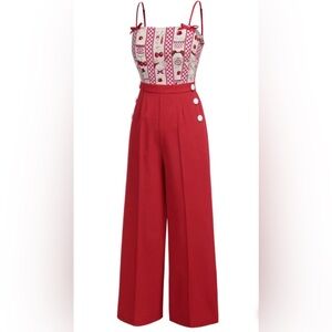 RED 1930S CHERRY CUPCAKE STRAP JUMPSUIT